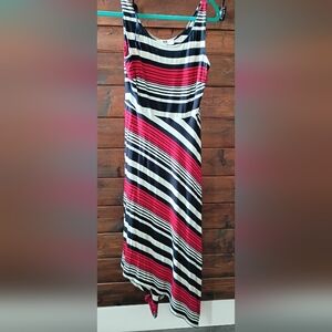Elegant Black and Red Striped Dress